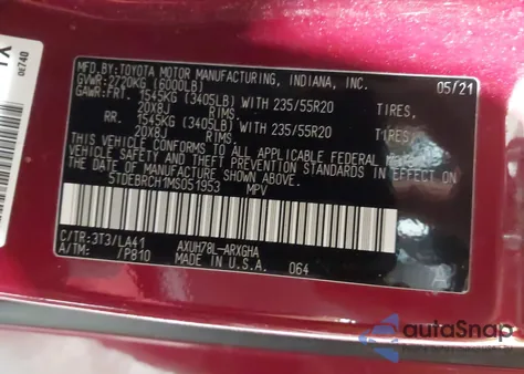 2021 Toyota Highlander Hybrid Platinum z USA, uszkodzony, nr VIN 5TDEBRCH1MS051953